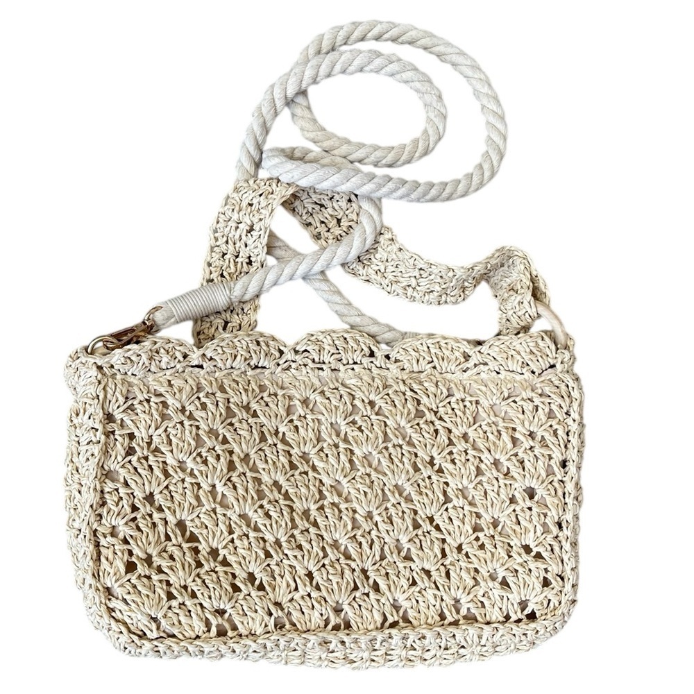 American Eagle Outfitters Vintage Woven Raffia Purse Cream Rope Strap Bag